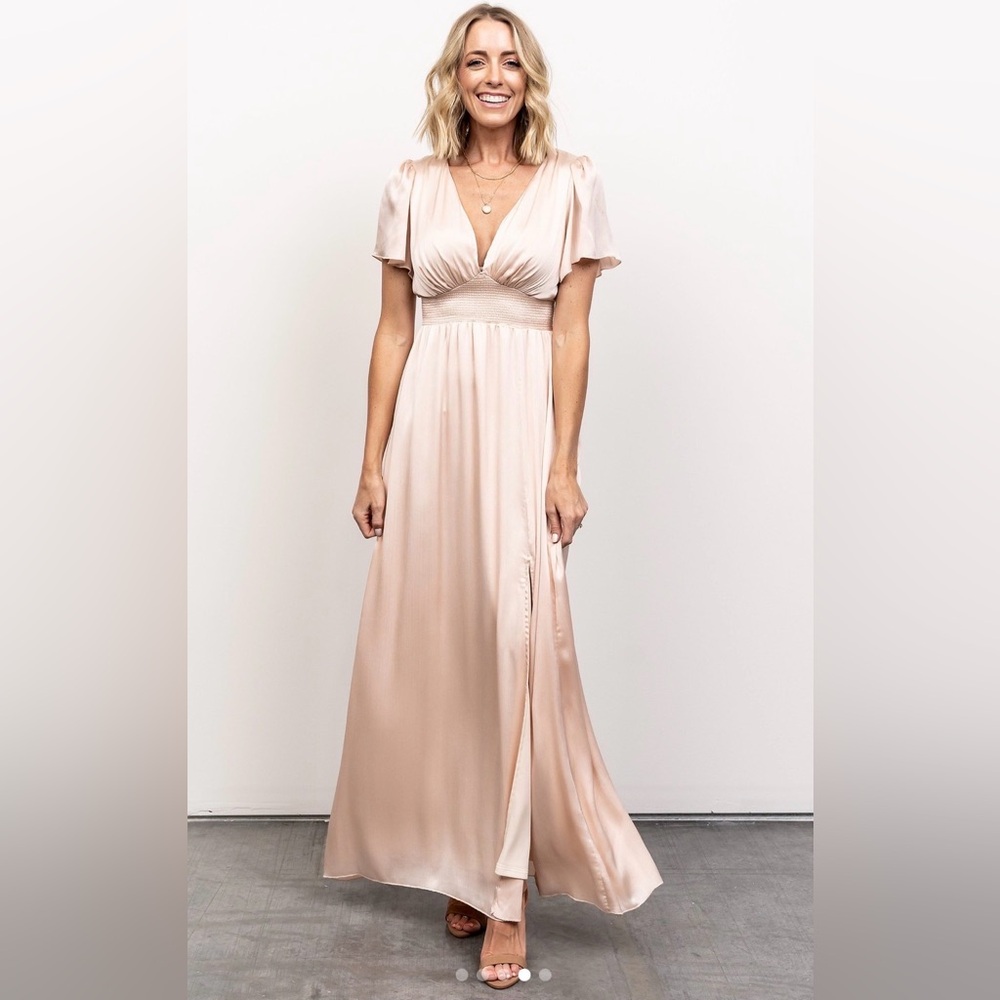 Baltic Born Prague Satin Maxi Dress NWT | Size XL | Champagne | Wedding | Party